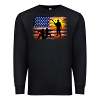 Black american flag soldier sunset Premium Sweatshirt - JahusDesignShop
