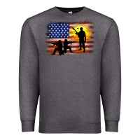 Charcoal Heather american flag soldier sunset Premium Sweatshirt - JahusDesignShop