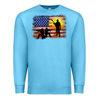 Ocean Blue american flag soldier sunset Premium Sweatshirt - JahusDesignShop