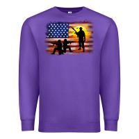 Purple american flag soldier sunset Premium Sweatshirt - JahusDesignShop
