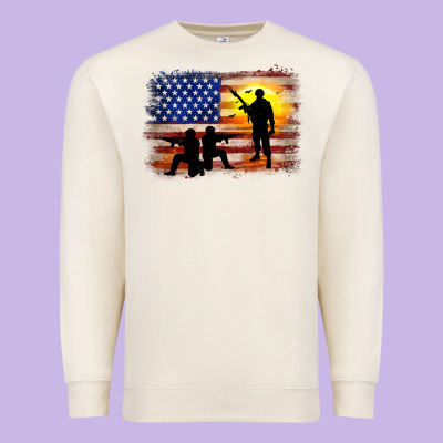 American Flag Soldier Sunset Premium Sweatshirt Designed By Jahusdesignshop
