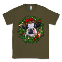 Army Green heifer cow with Christmas wreath Classic Tee - RanaPortraitStore