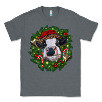Charcoal Heather heifer cow with Christmas wreath Classic Tee - RanaPortraitStore