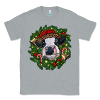 Heather Grey heifer cow with Christmas wreath Classic Tee - RanaPortraitStore