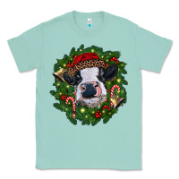 Seafoam heifer cow with Christmas wreath Classic Tee - RanaPortraitStore