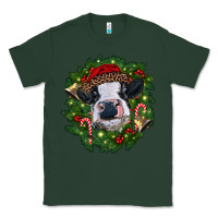 Sports Green heifer cow with Christmas wreath Classic Tee - RanaPortraitStore