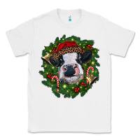 White heifer cow with Christmas wreath Classic Tee - RanaPortraitStore