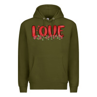 Army Green love valentine s day Premium Hoodie - MaliasSmallBusiness
