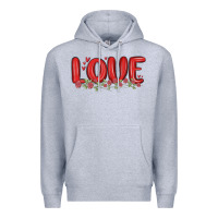 Heather Grey love valentine s day Premium Hoodie - MaliasSmallBusiness