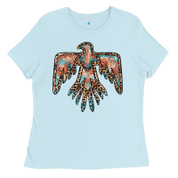 Baby Blue thunderbird leopard leather Ladies Tee - BarkalooDesign