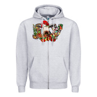 Heather Grey christmas joy cow Zipper Hoodie - CowhideDigitalArt