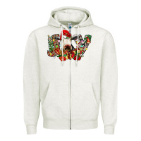Oatmeal Heather christmas joy cow Zipper Hoodie - CowhideDigitalArt