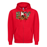 Red christmas joy cow Zipper Hoodie - CowhideDigitalArt