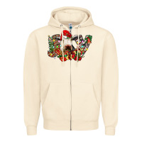 Christmas Joy Cow Zipper Hoodie | Teevron