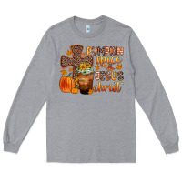 Heather Grey pumpkin spice and jesus christ Long Sleeve Tee - Zillion Design Studio