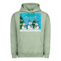 Pigment Oil Green snowman Urban Hoodie - MaliasSmallBusiness