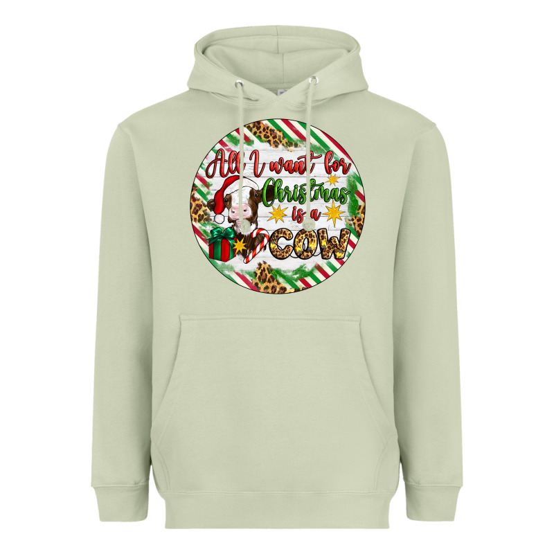 Christmas All I Want For Christmas Is A Cow Heavyweight Hoodie by Artiststas | Teevron
