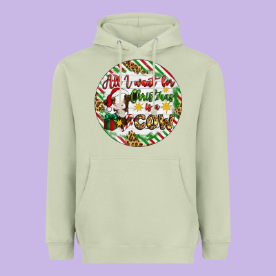 Christmas All I Want For Christmas Is A Cow Heavyweight Hoodie Designed By Artiststas