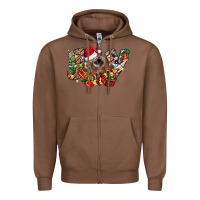 Chestnut christmas joy highland cow Zipper Hoodie - CowhideDigitalArt