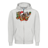 Dove Grey christmas joy highland cow Zipper Hoodie - CowhideDigitalArt