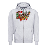 Heather Grey christmas joy highland cow Zipper Hoodie - CowhideDigitalArt