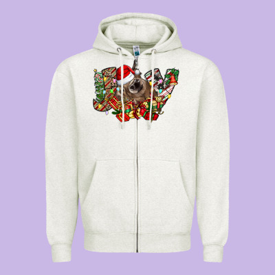 Christmas Joy Highland Cow Zipper Hoodie Designed By Cowhidedigitalart