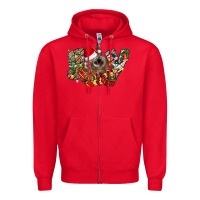 Red christmas joy highland cow Zipper Hoodie - CowhideDigitalArt