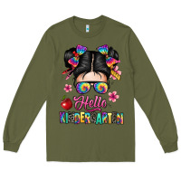 Army Green hello kindergarten Long Sleeve Tee - texasbilliewilder