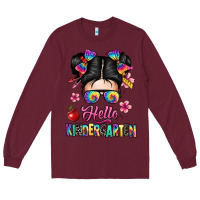 Burgundy hello kindergarten Long Sleeve Tee - texasbilliewilder
