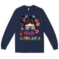 Navy hello kindergarten Long Sleeve Tee - texasbilliewilder