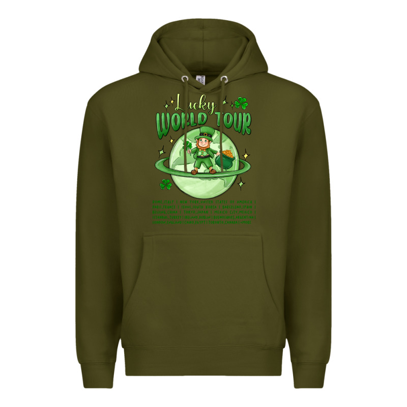 Lucky World Tour St. Patrick's Day Premium Hoodie by MaliasSmallBusiness | Teevron