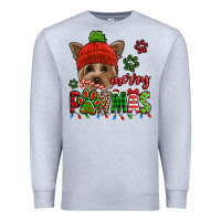 Heather Grey merry pawmas christmas yorkie Premium Sweatshirt - Jasminsmagicworld