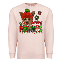 Pale Pink merry pawmas christmas yorkie Premium Sweatshirt - Jasminsmagicworld