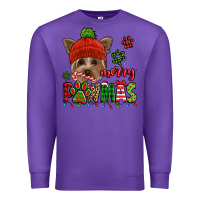 Purple merry pawmas christmas yorkie Premium Sweatshirt - Jasminsmagicworld