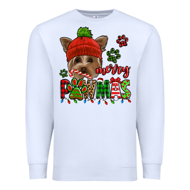 Merry Pawmas Christmas Yorkie Premium Sweatshirt by Jasminsmagicworld | Teevron