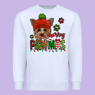 Merry Pawmas Christmas Yorkie Premium Sweatshirt Designed By Jasminsmagicworld