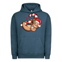 Pigment Midnight Navy cute christmas sloth Urban Hoodie - MaliasSmallBusiness