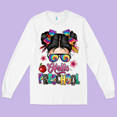 Hello Preschool Kid Long Sleeve Tee Designed By Texasbilliewilder