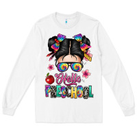 White hello preschool kid Long Sleeve Tee - texasbilliewilder