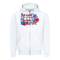White Flip flops fireworks & freedom 4th of july Zipper Hoodie - CowGirlArtShop