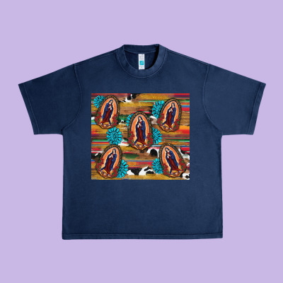 Urban Heavy Tee serape gemstone glitter cowhide lady of guadalupe