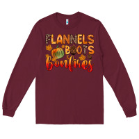 Burgundy flannels boots and bonfires Long Sleeve Tee - Zillion Design Studio