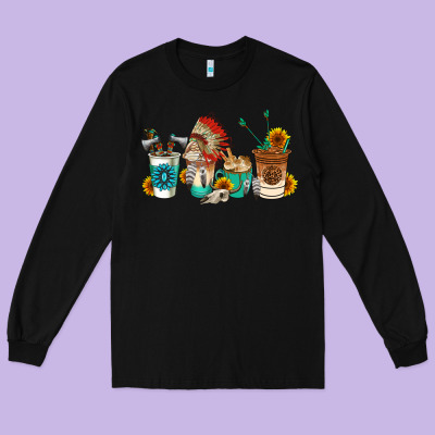 Indian Coffee Cups Long Sleeve Tee Designed By Adodesignshop