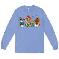 Colony Blue indian coffee cups Long Sleeve Tee - AdoDesignShop