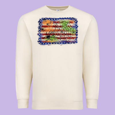 American Flag Halloween Background Premium Sweatshirt Designed By Jahusdesignshop