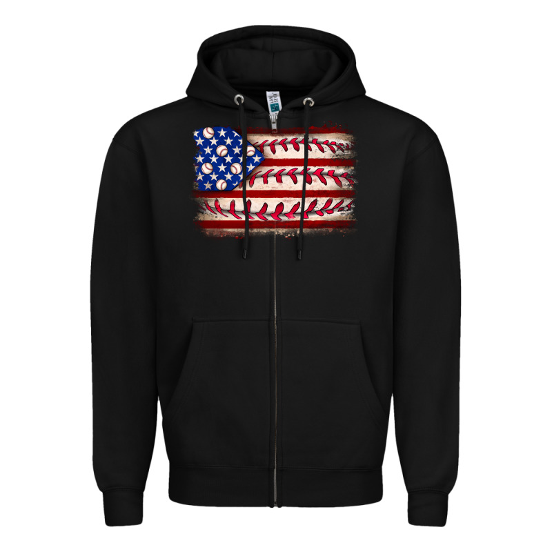 Baseball American Flag Zipper Hoodie by Neo Western | Teevron
