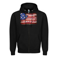 Black Baseball American flag Zipper Hoodie - Neo Western