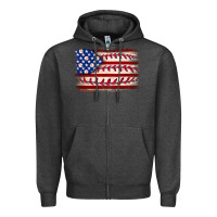 Charcoal Heather Baseball American flag Zipper Hoodie - Neo Western