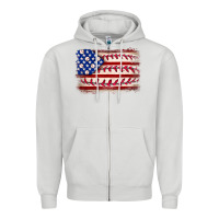 Dove Grey Baseball American flag Zipper Hoodie - Neo Western