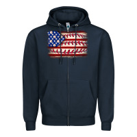 Navy Baseball American flag Zipper Hoodie - Neo Western